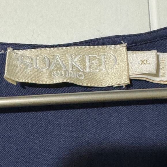 Soaked Studio NWT · XL · Eline Wrap Dress · Viscose Blend · Navy · Puff Sleeve - Picture 5 of 12